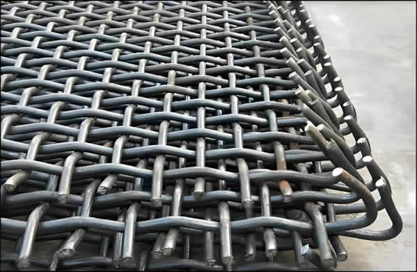 Heavy Duty woven wire cloth screen panel with plain hooks for mining